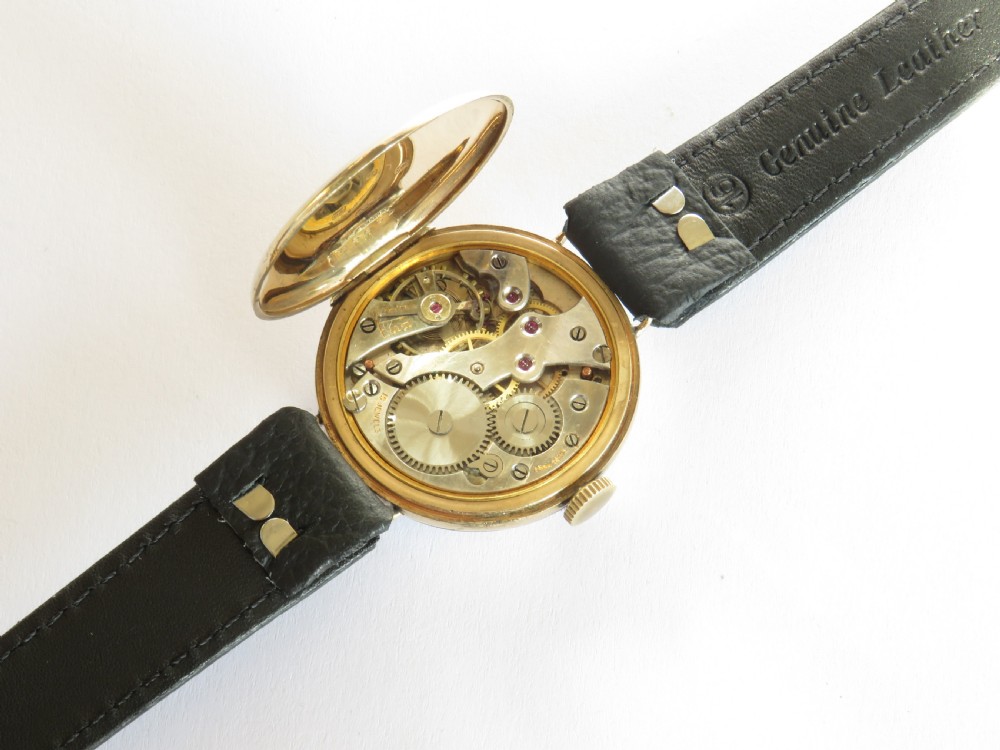 Gents antique 9ct gold wrist watch, J W Benson View III