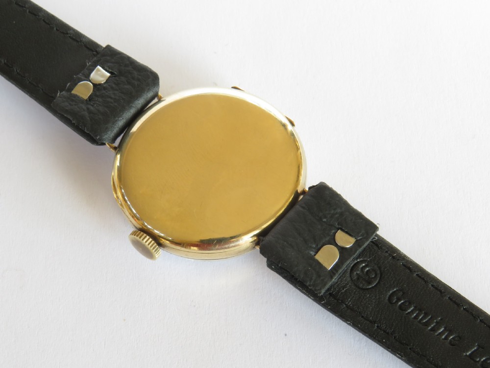 Gents antique 9ct gold wrist watch, J W Benson View V