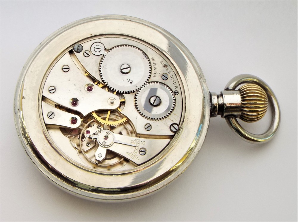 Large antique John Elkan “Railway” pocket watch. View IV