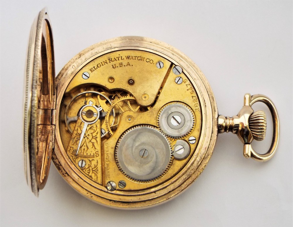 Antique Elgin full hunter pocket watch, 1915. View VI