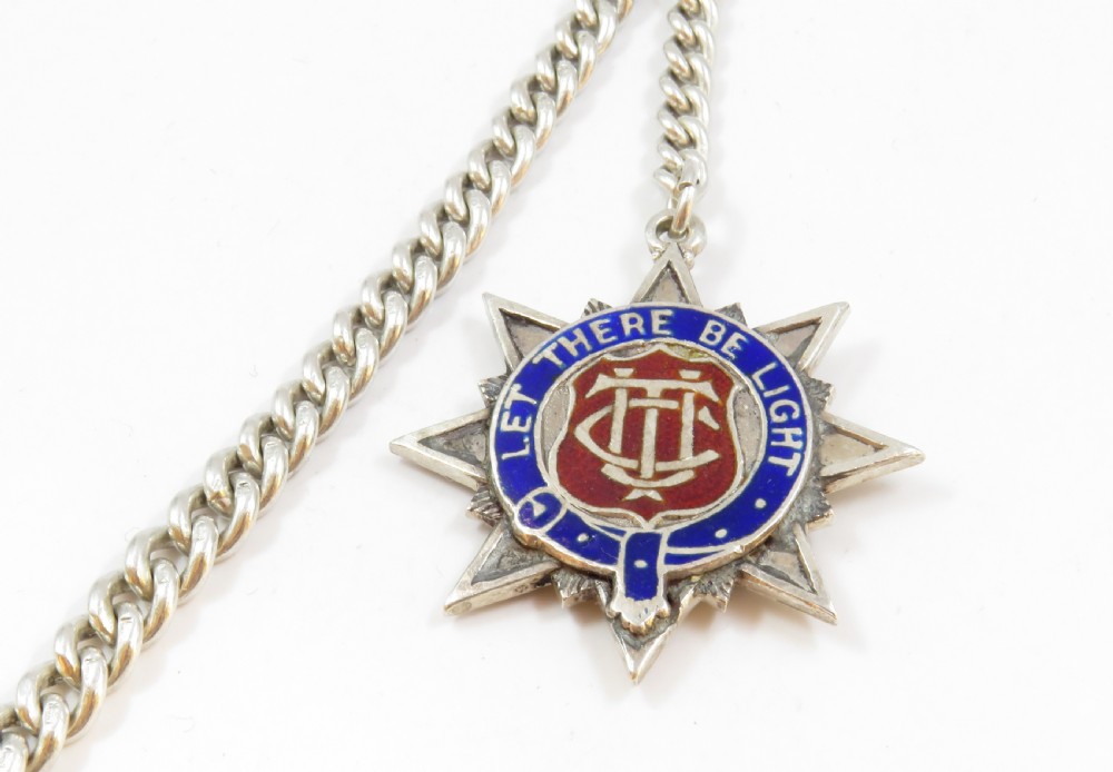 Antique silver watch chain and fob View III