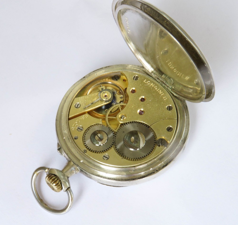 Antique silver Longines pocket watch, 1909 View IV