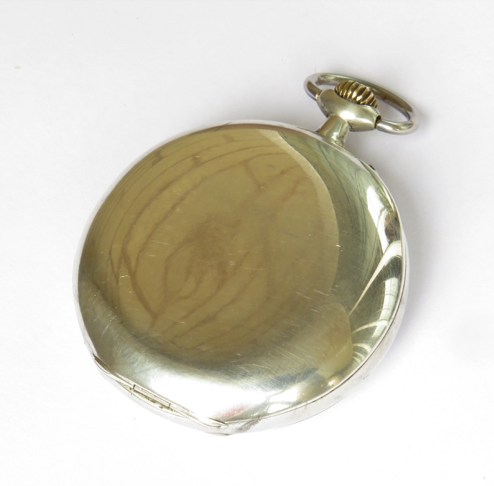 Antique silver Longines pocket watch, 1909 View V