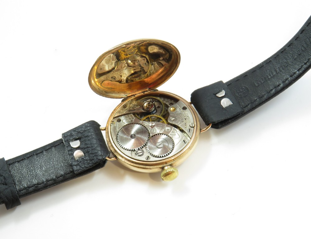Gents antique 9ct gold Waltham trench watch, 1918 View III