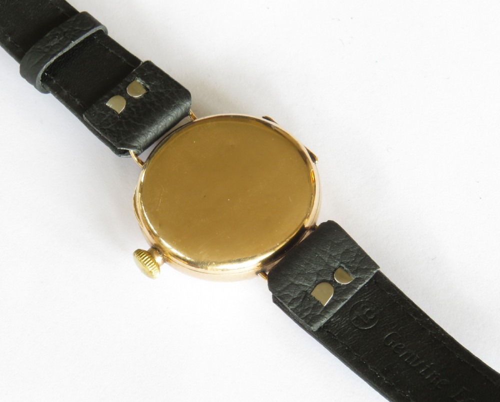 Gents antique 9ct gold Waltham trench watch, 1918 View VI