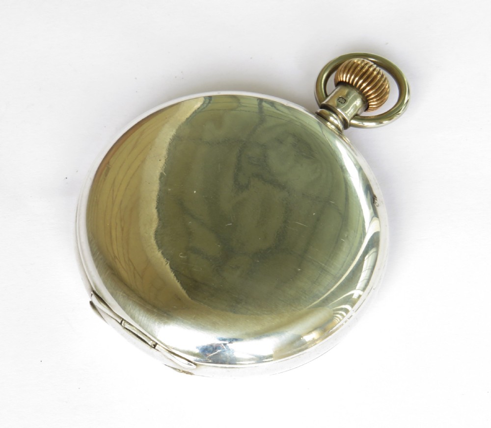 Antique silver Cyma full hunter pocket watch for J W Benson View V