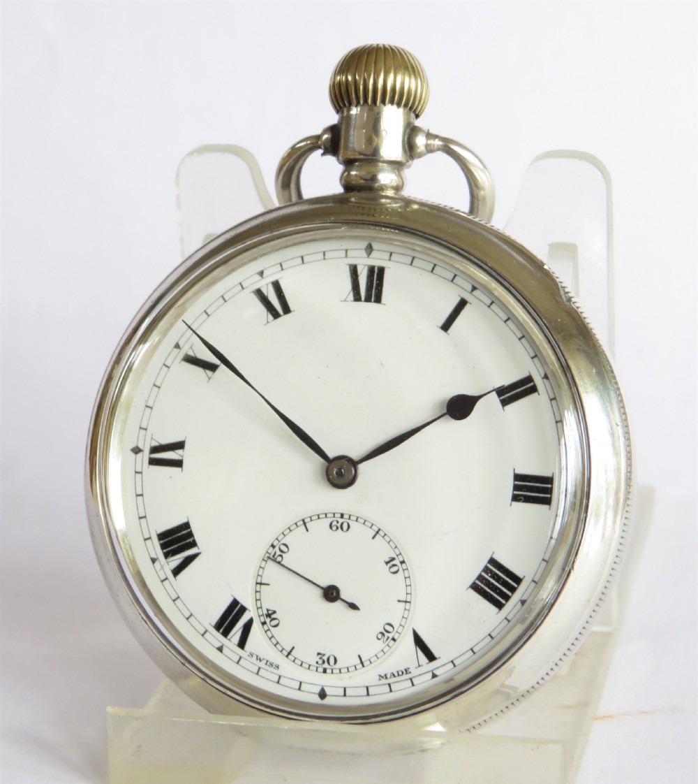Vintage 1923 Swiss silver pocket watch.