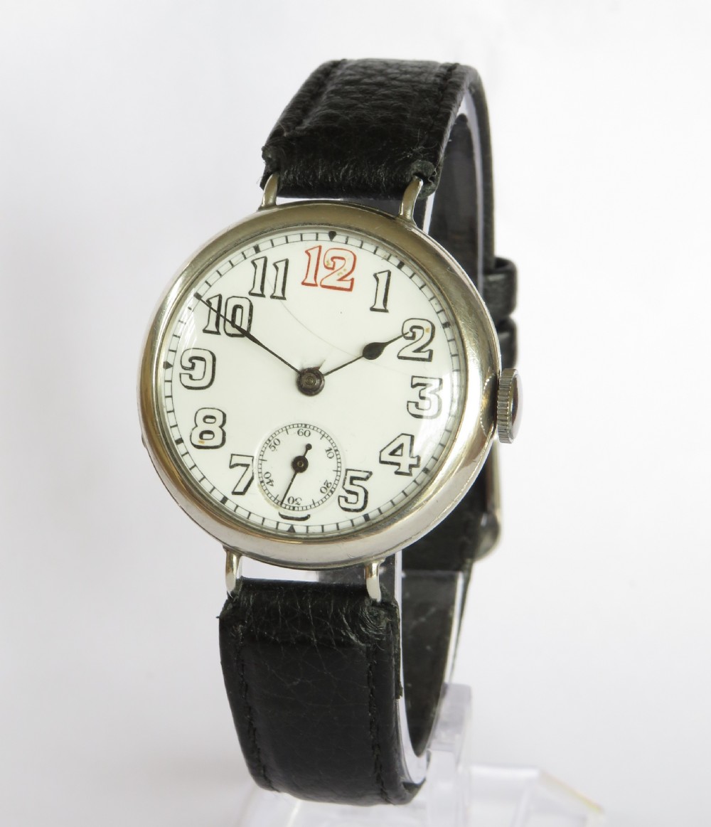 Gents antique silver Marvin trench watch, 1915