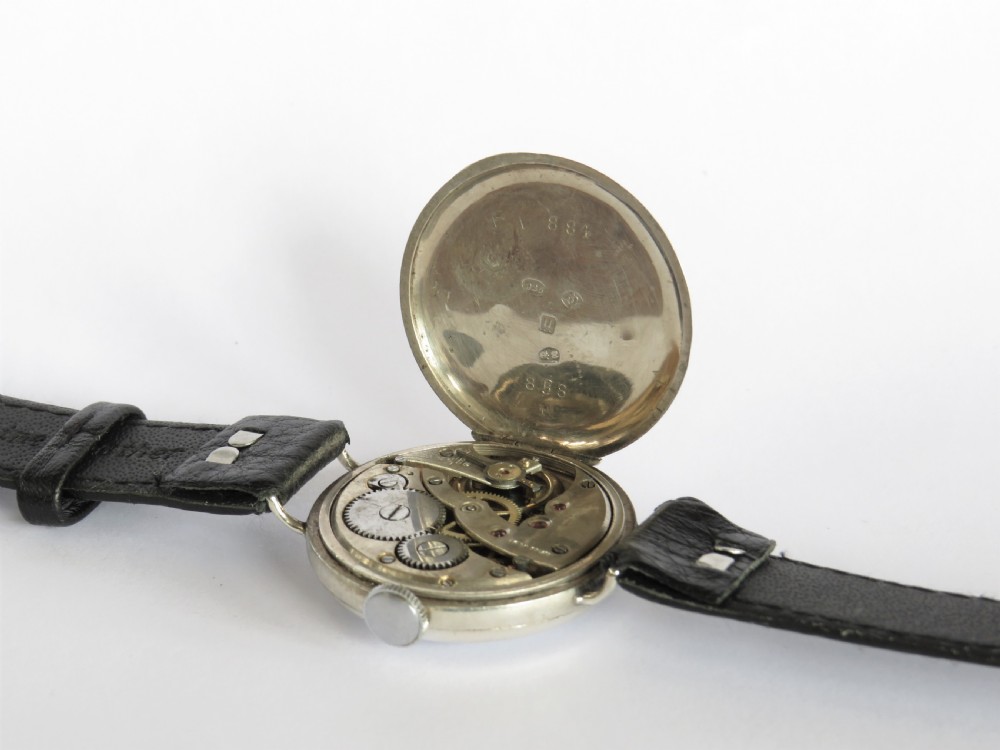 Gents antique silver Marvin trench watch, 1915 View IV