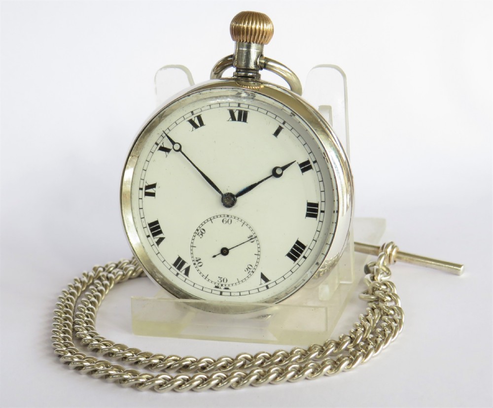 Antique silver Buren pocket watch and chain