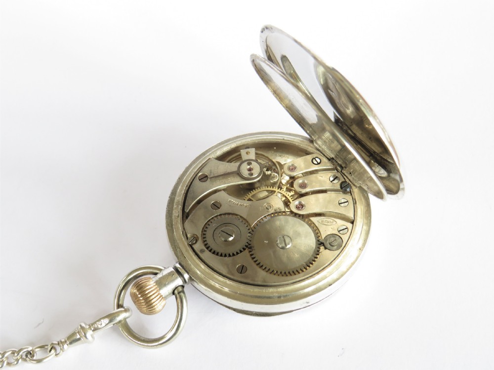Antique silver Buren pocket watch and chain View IV