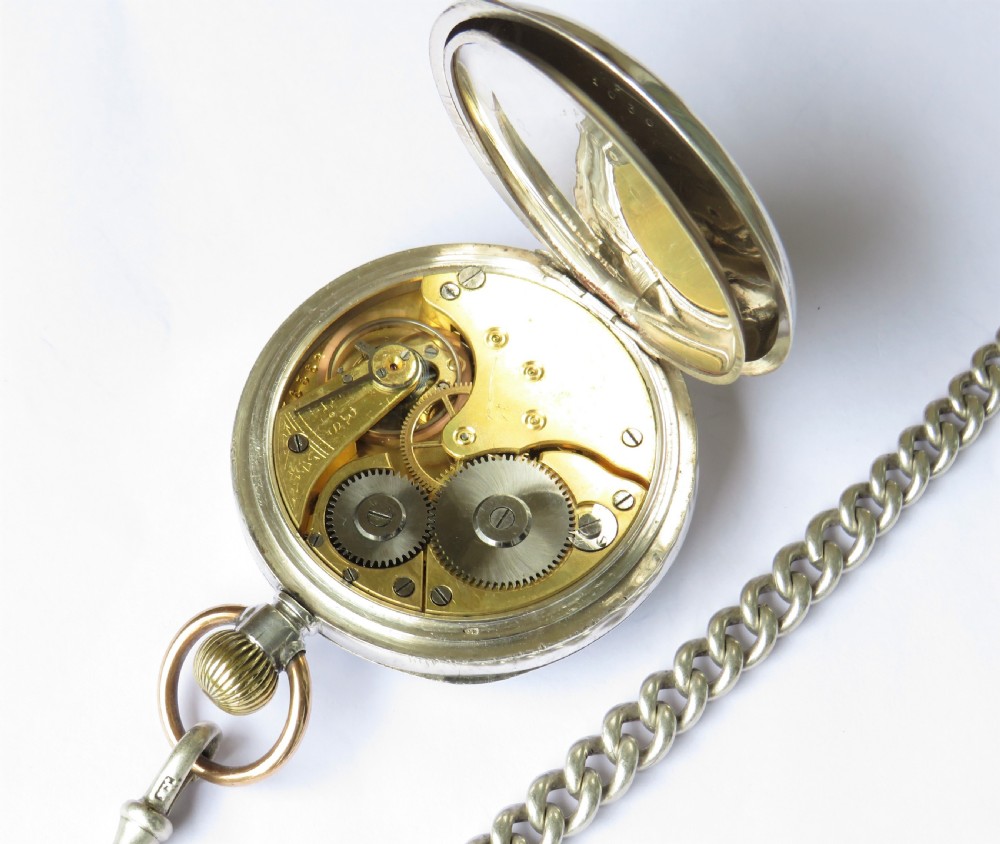 Antique silver Seeland pocket watch and chain View III