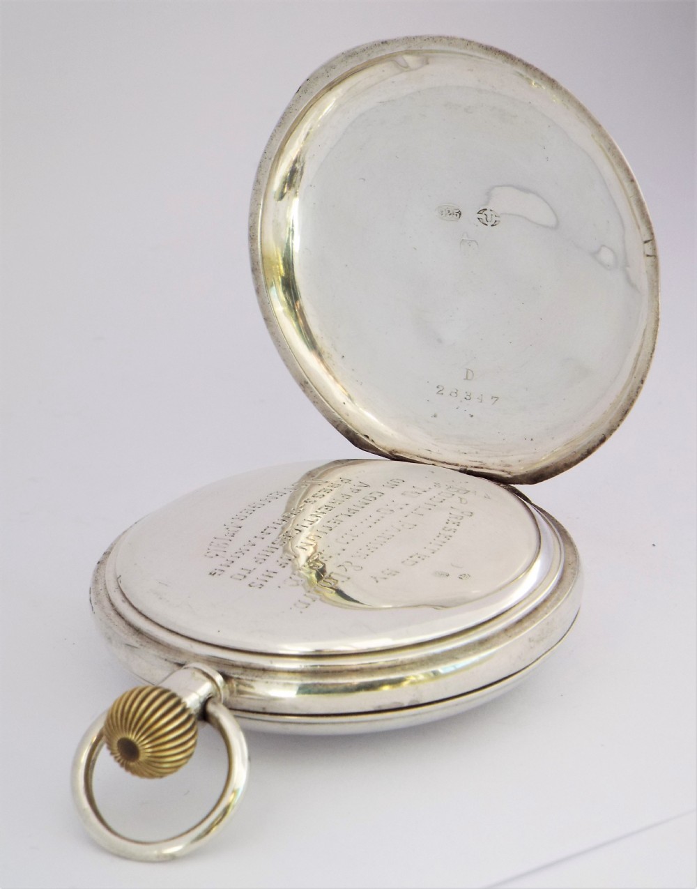 Antique silver half hunter pocket watch 1912. View IV