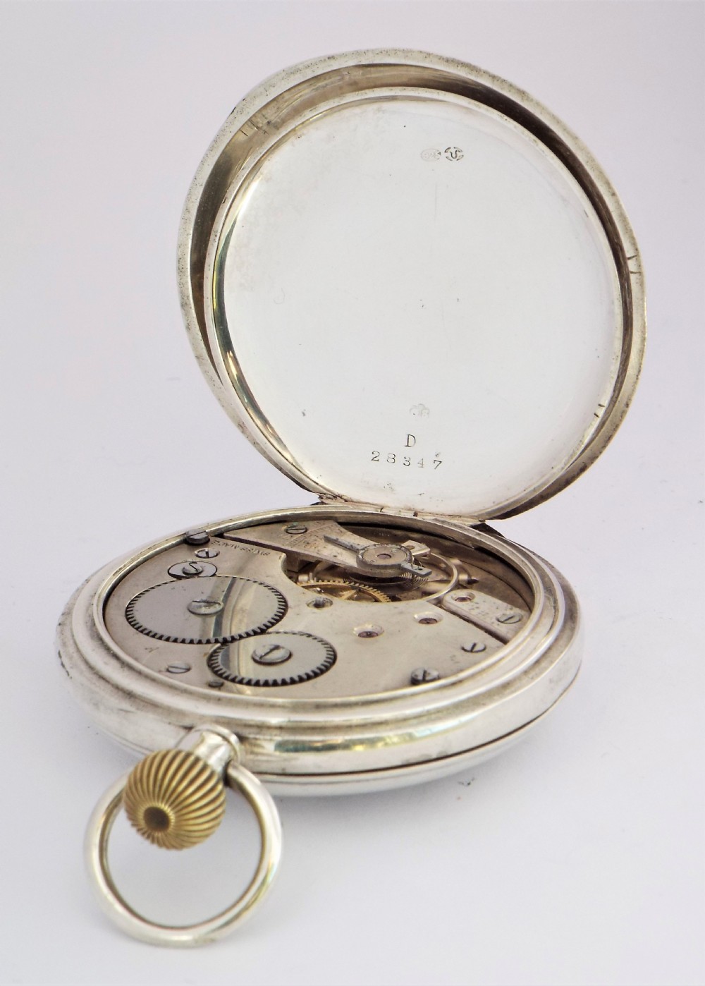 Antique silver half hunter pocket watch 1912. View V