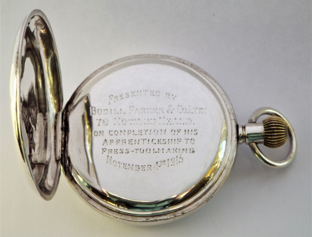 Antique silver half hunter pocket watch 1912. View VII