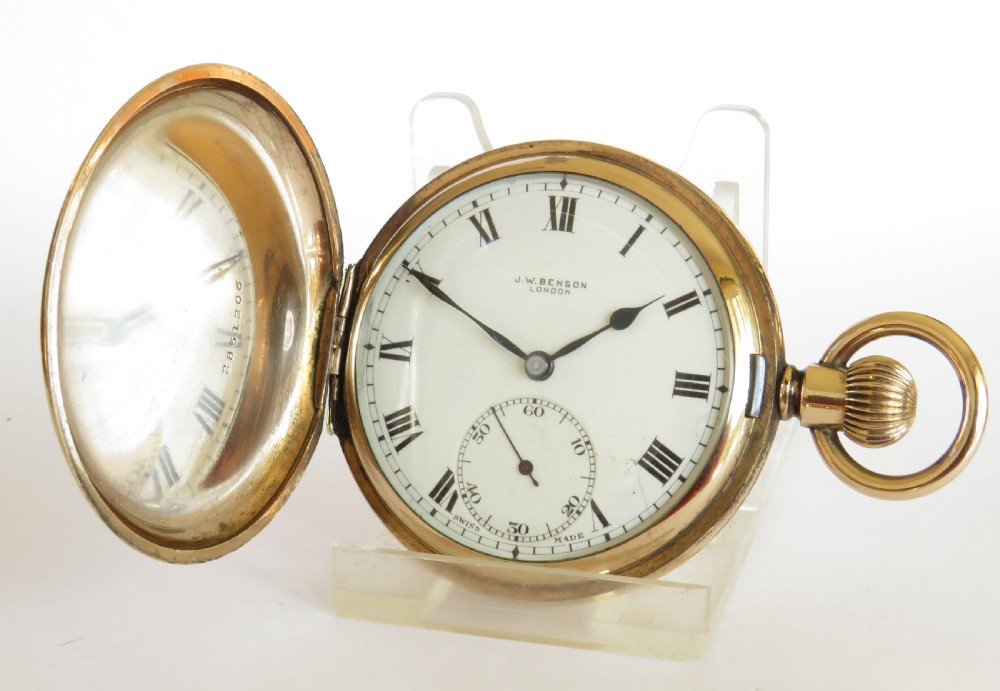 Antique J W Benson full hunter pocket watch