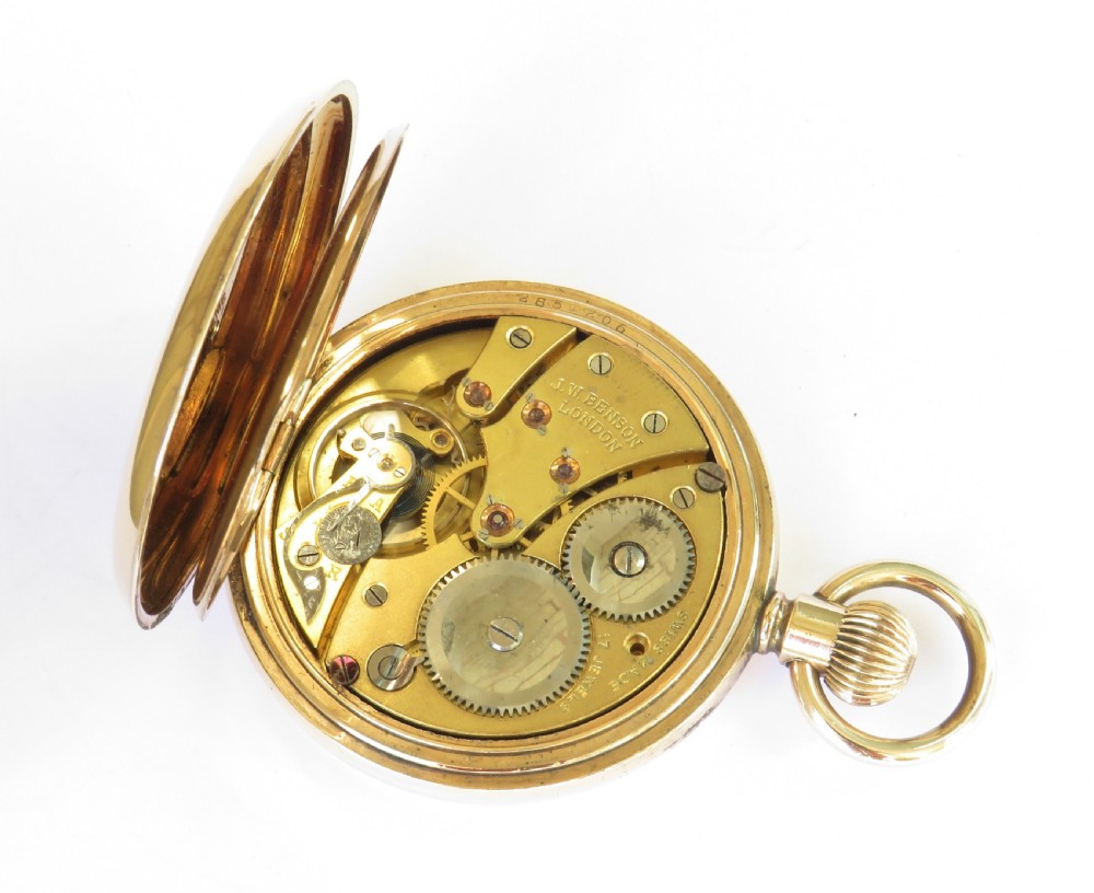 Antique J W Benson full hunter pocket watch View III