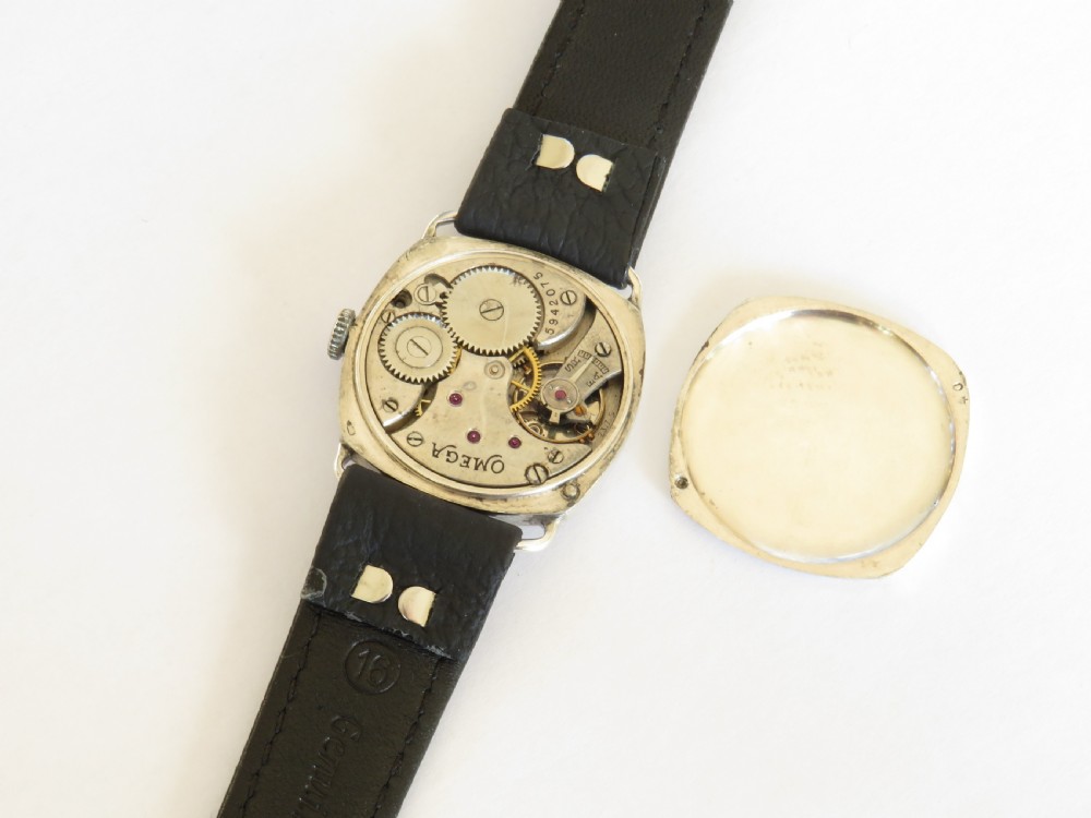 Mid-size silver Omega wrist watch, c1922 View III