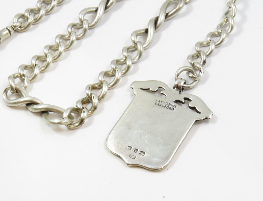 Antique silver watch albert and fob, Dewsbury View III