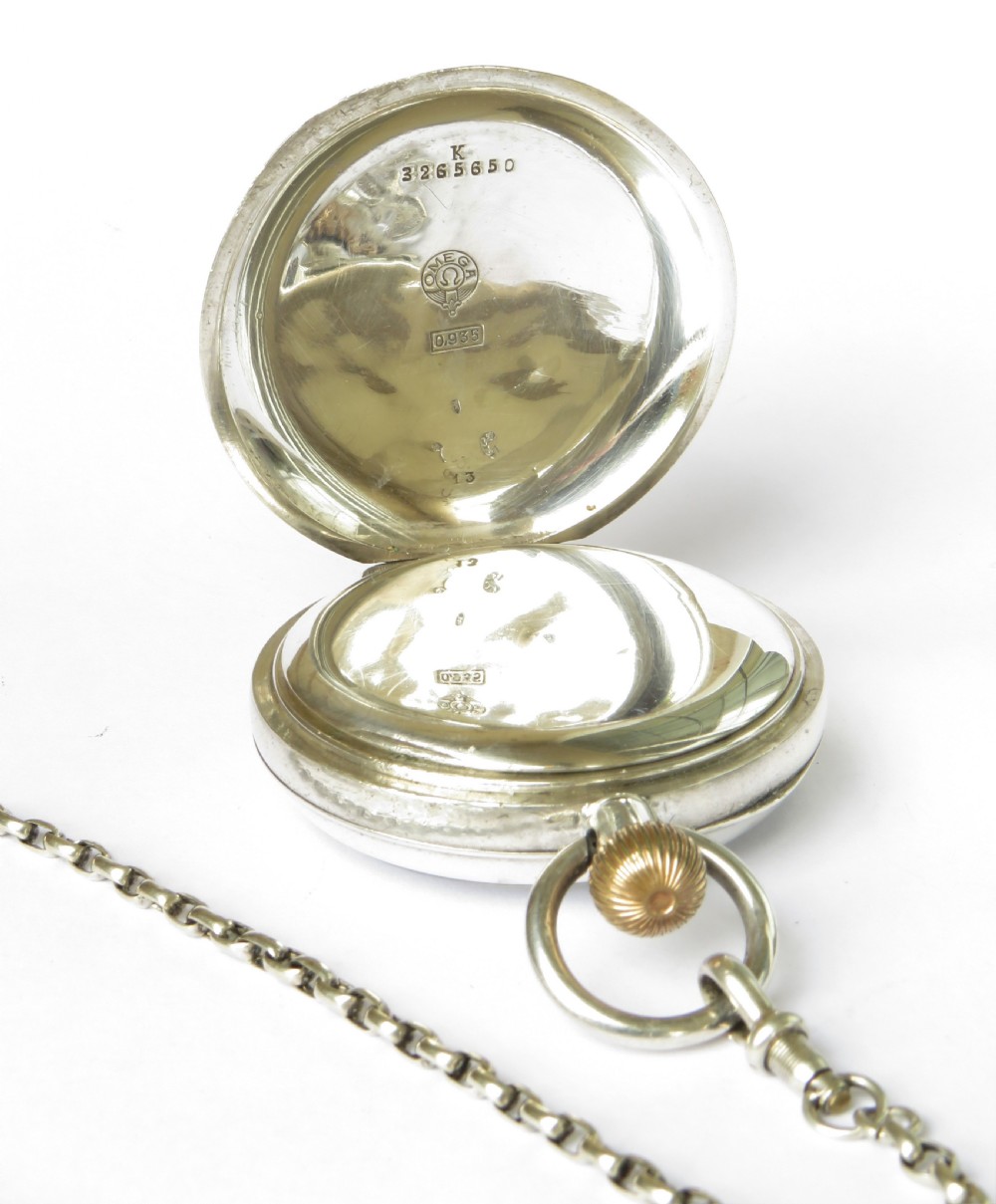 Antique silver Omega pocket watch, c1910 View III
