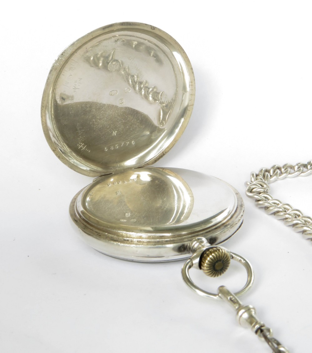 Antique silver Record pocket watch & chain View III