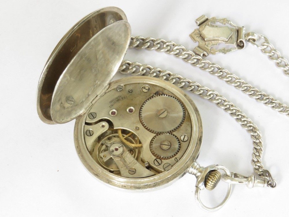 Antique silver Record pocket watch & chain View IV