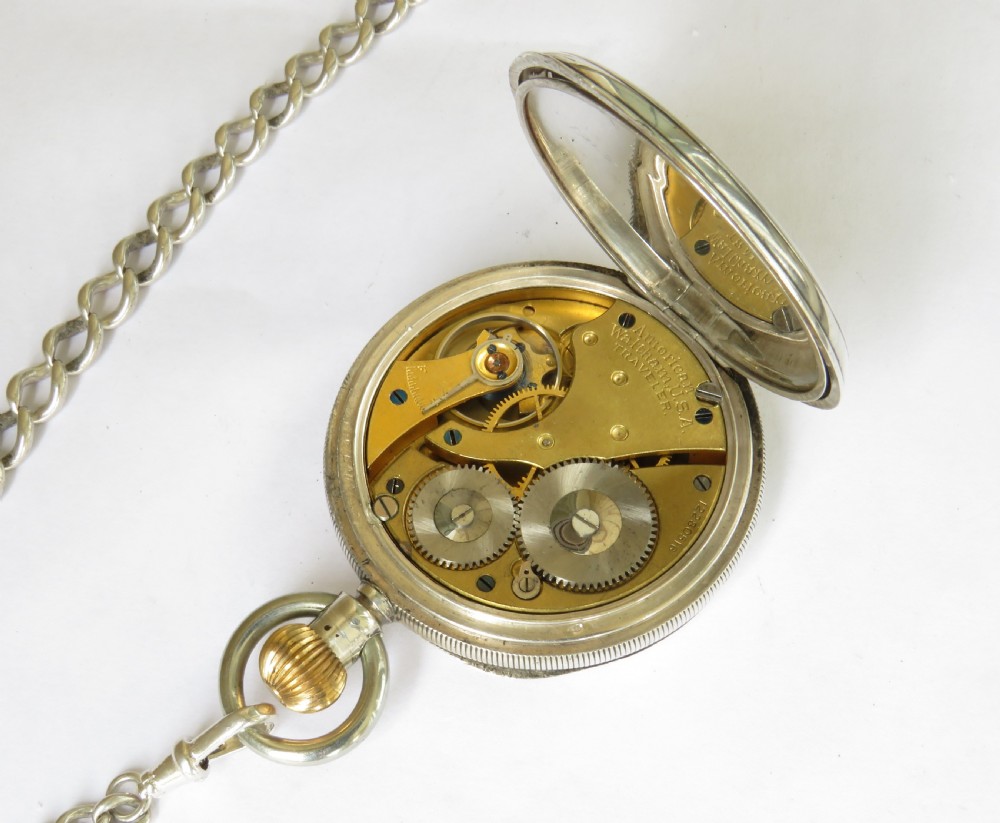 Antique silver Waltham pocket watch and chain with history View IV