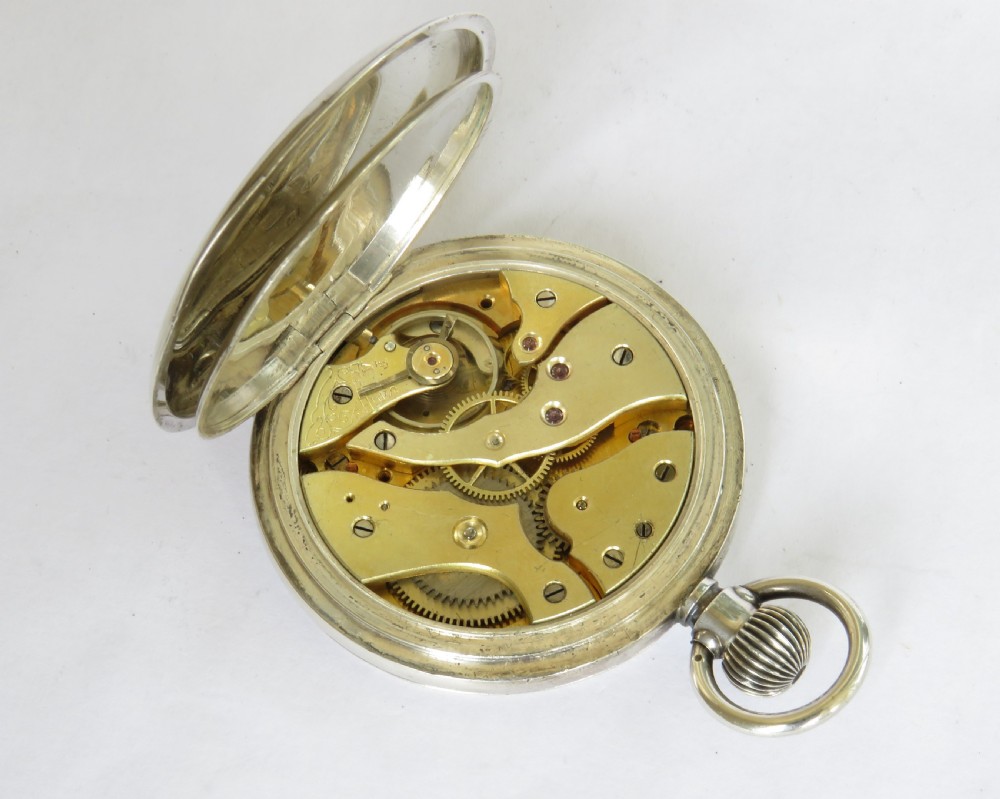 Silver full hunter pocket watch, 1918 View IV