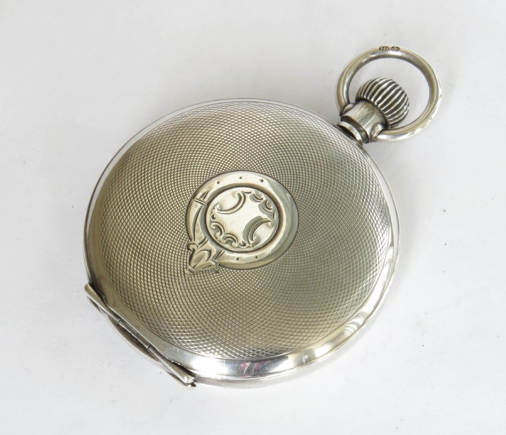 Silver full hunter pocket watch, 1918 View V