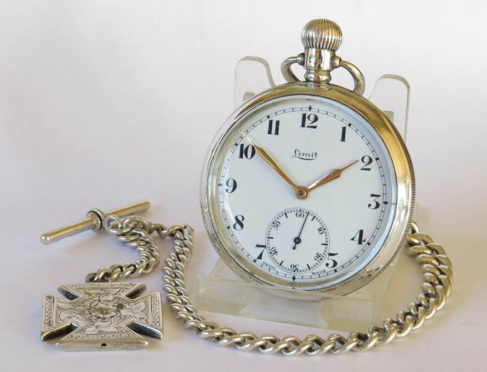 Antique silver Limit pocket watch and chain