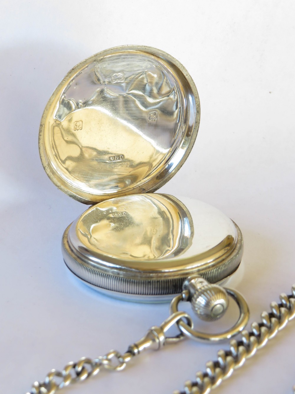 Antique silver Limit pocket watch and chain View IV