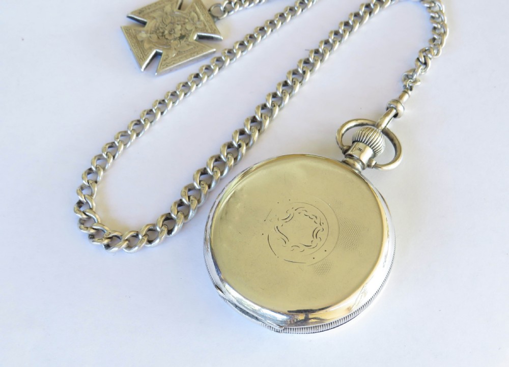 Antique silver Limit pocket watch and chain View V