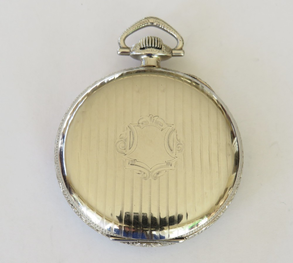 Antique 14 white gold filled Elgin pocket watch, 1925 View IV