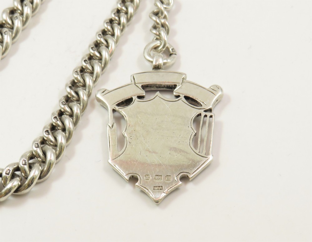 Superb antique silver chain and cricket fob View III