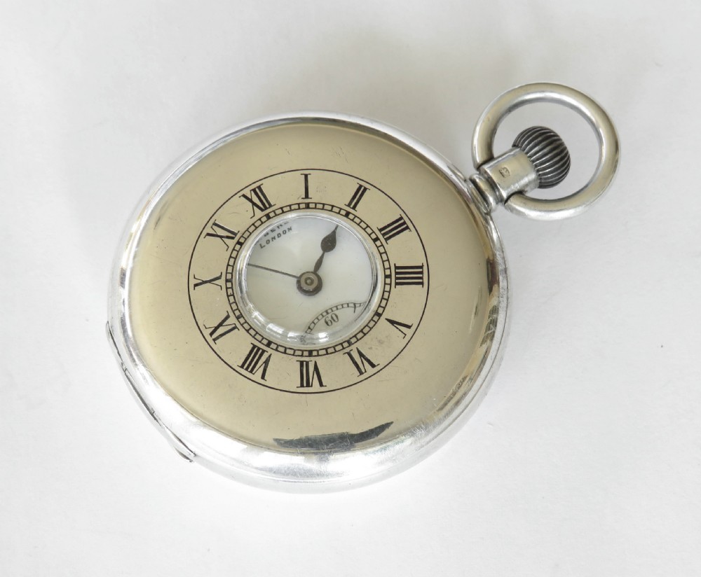 Antique silver Cyma half hunter pocket watch for J W Benson