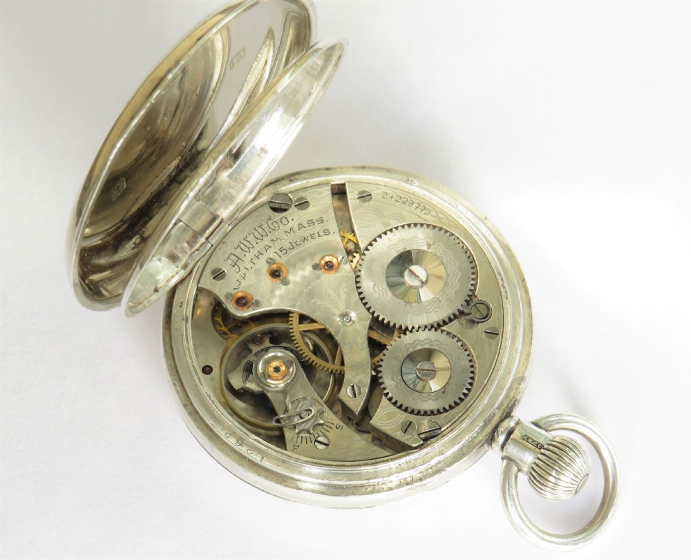 Antique silver Waltham pocket watch, 1917 View III