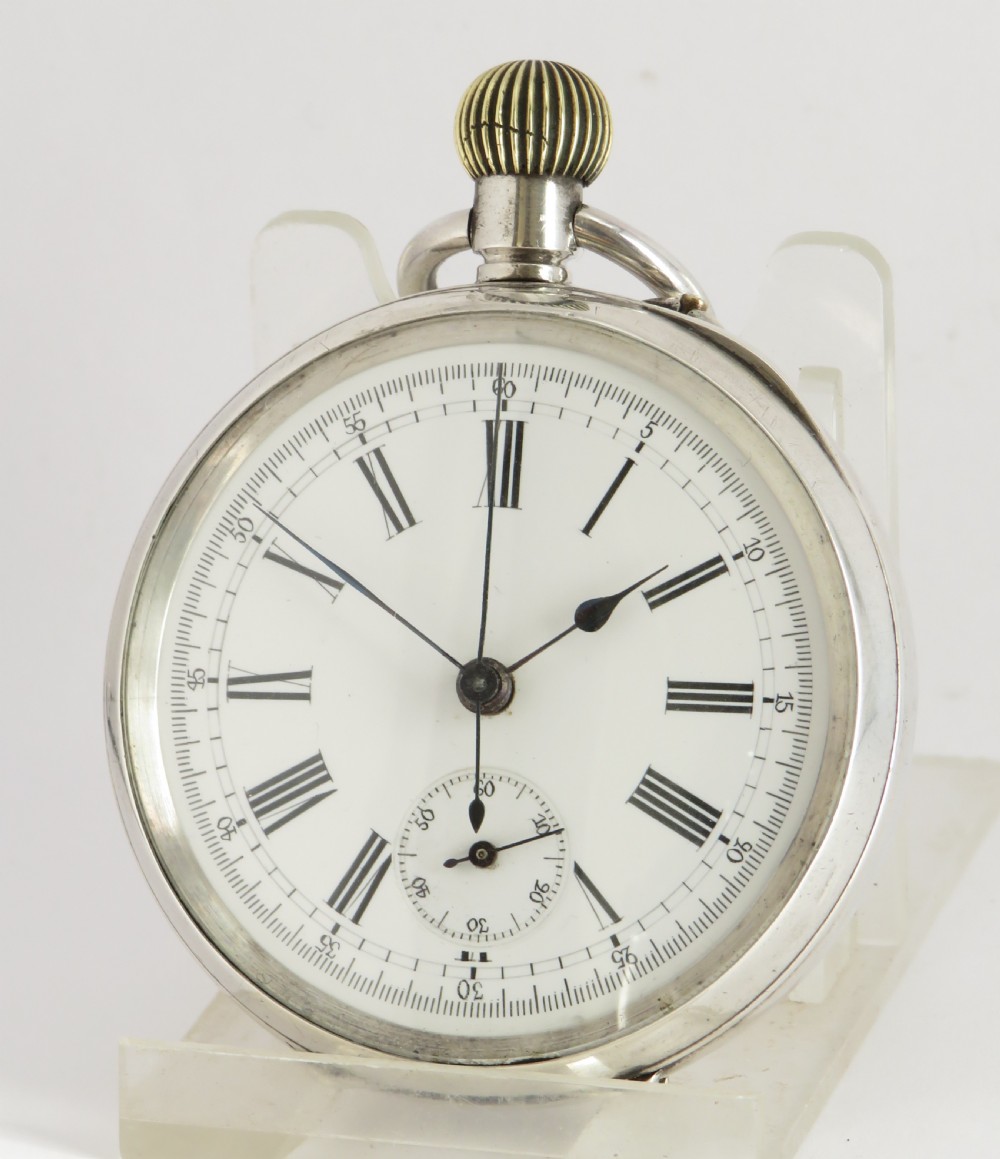 Antique silver pocket watch chronograph, c1900