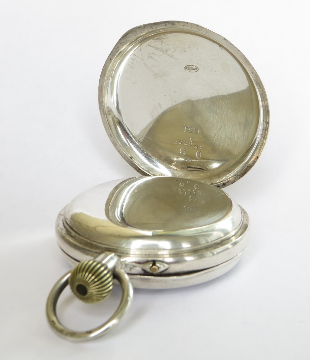 Antique silver pocket watch chronograph, c1900 View III