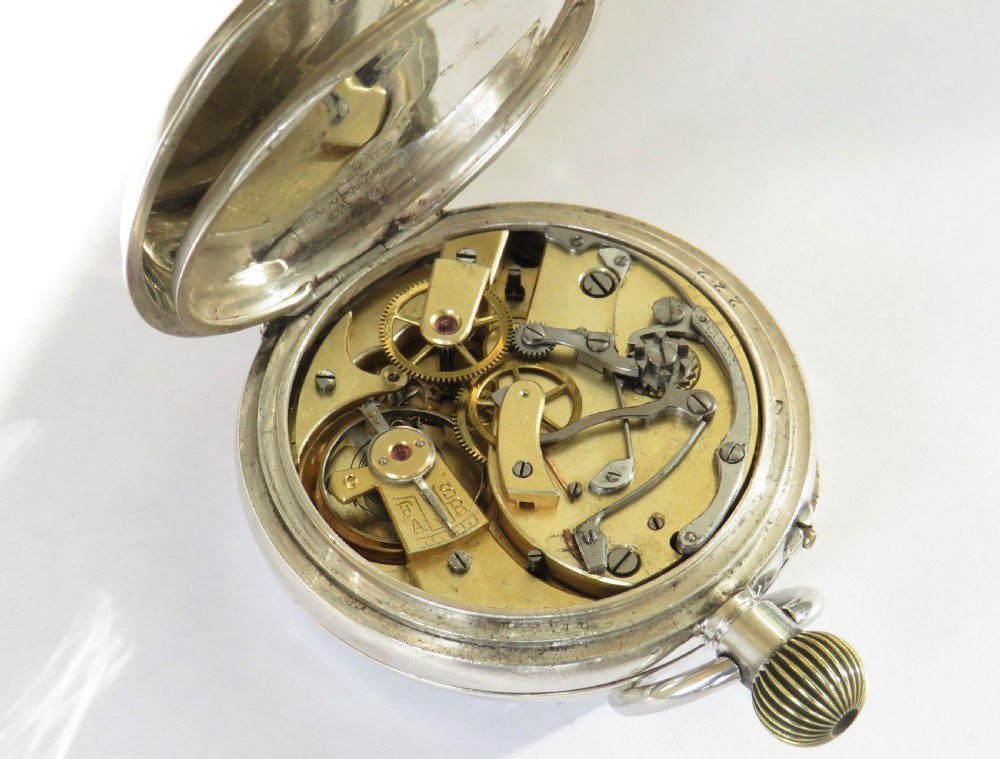 Antique silver pocket watch chronograph, c1900 View IV