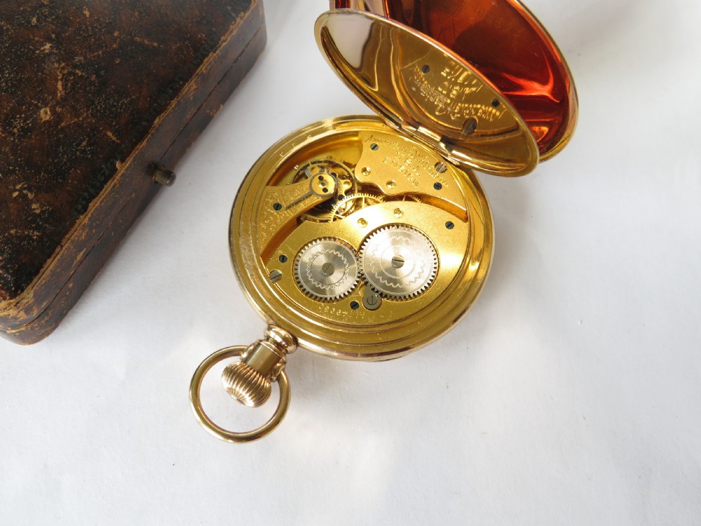 Antique Waltham Ensign pocket watch & box, 1902. View V