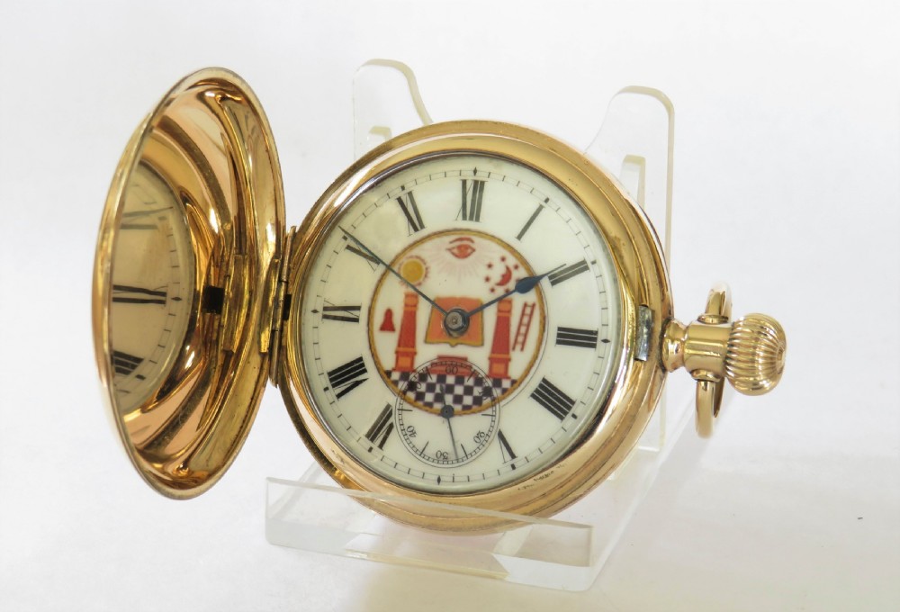 Antique Elgin full hunter pocket watch, Masonic