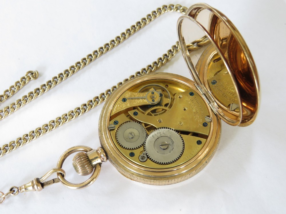 1903 Waltham Traveler pocket watch and chain. View IV