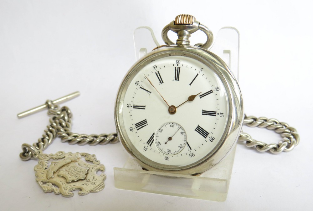 Antique silver ‘demi-chronomètre’ pocket watch & chain