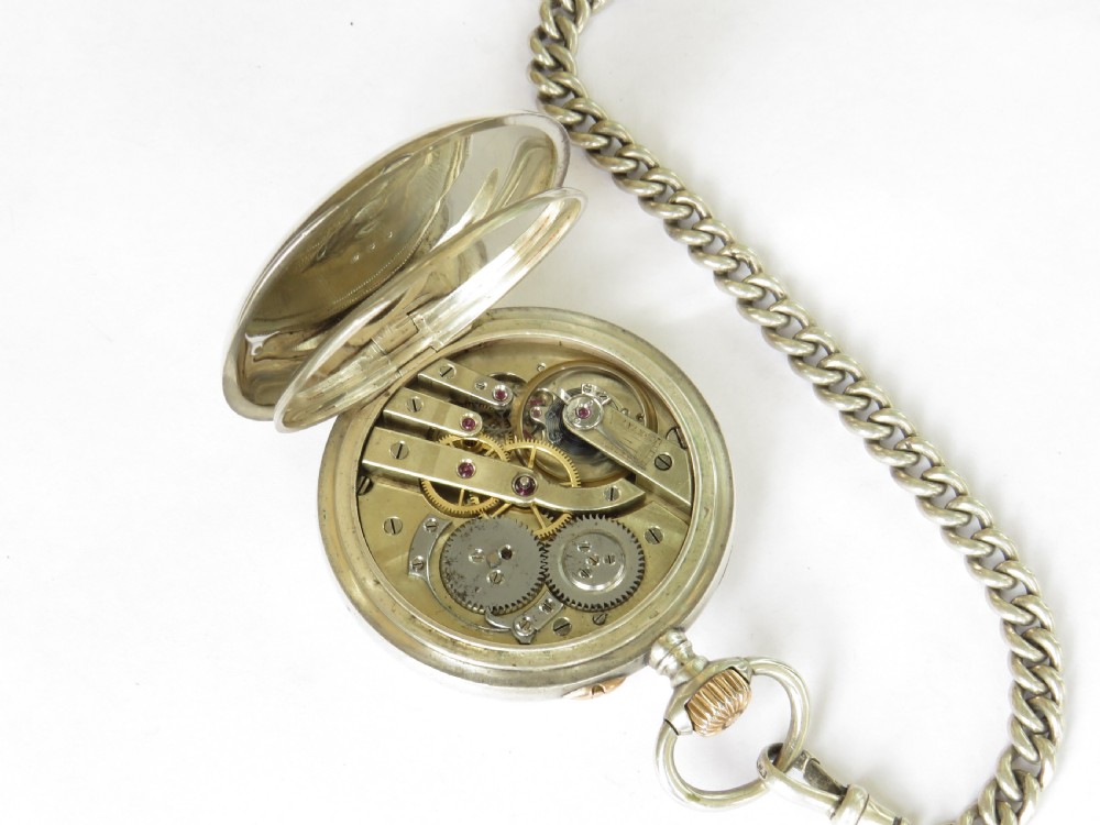 Antique silver ‘demi-chronomètre’ pocket watch & chain View IV