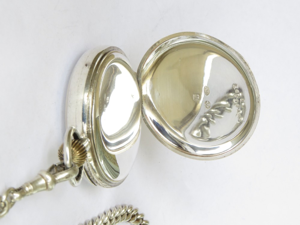 Antique 1911 silver pocket watch and chain View III