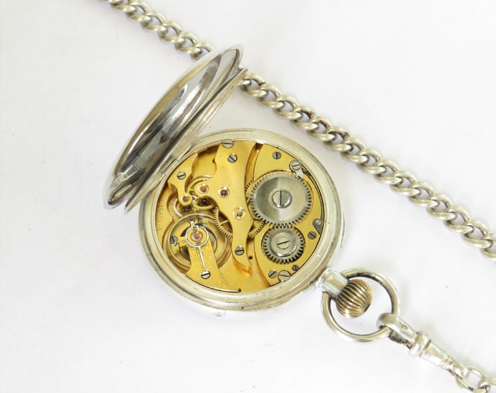 Antique 1911 silver pocket watch and chain View IV
