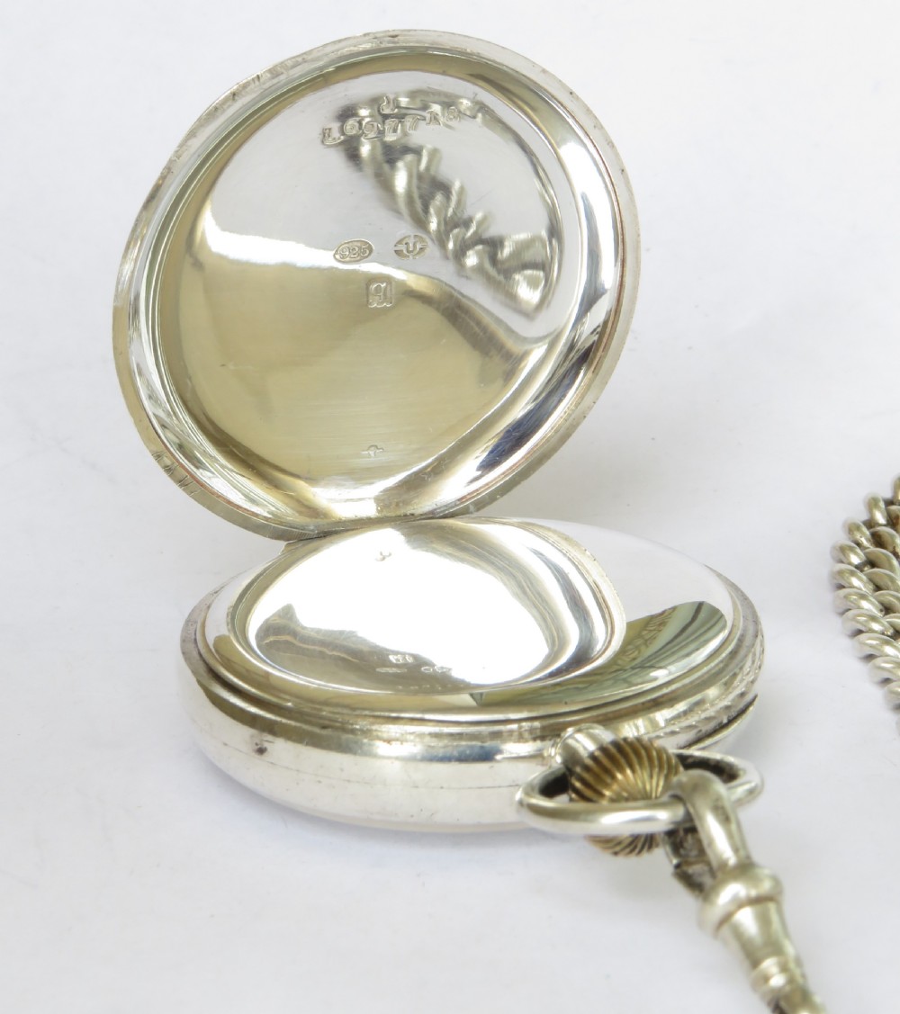 Antique 1911 silver pocket watch and chain View VI