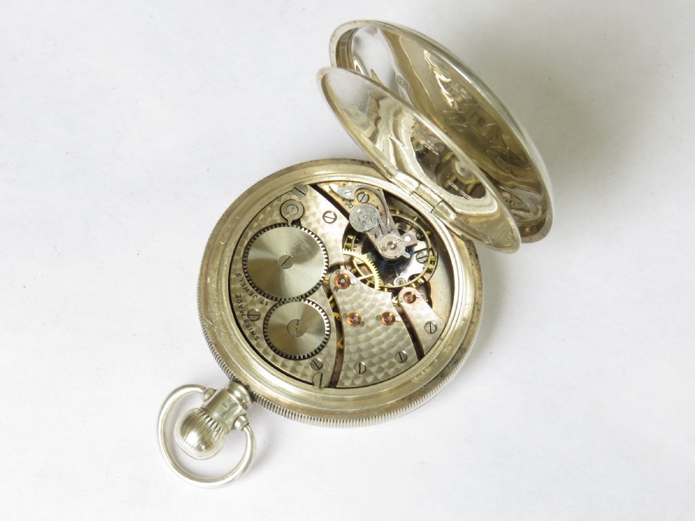 Antique 1922 silver Revue full hunter pocket watch View IV