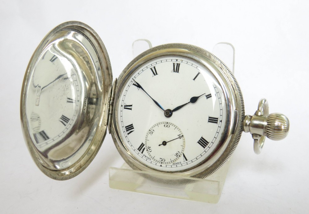 Antique 1922 silver Revue full hunter pocket watch
