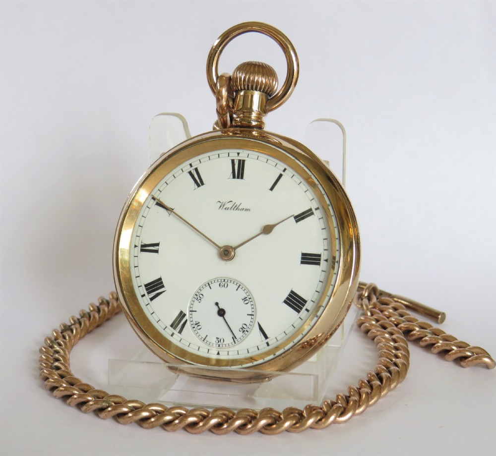 Waltham Traveler pocket watch and chain